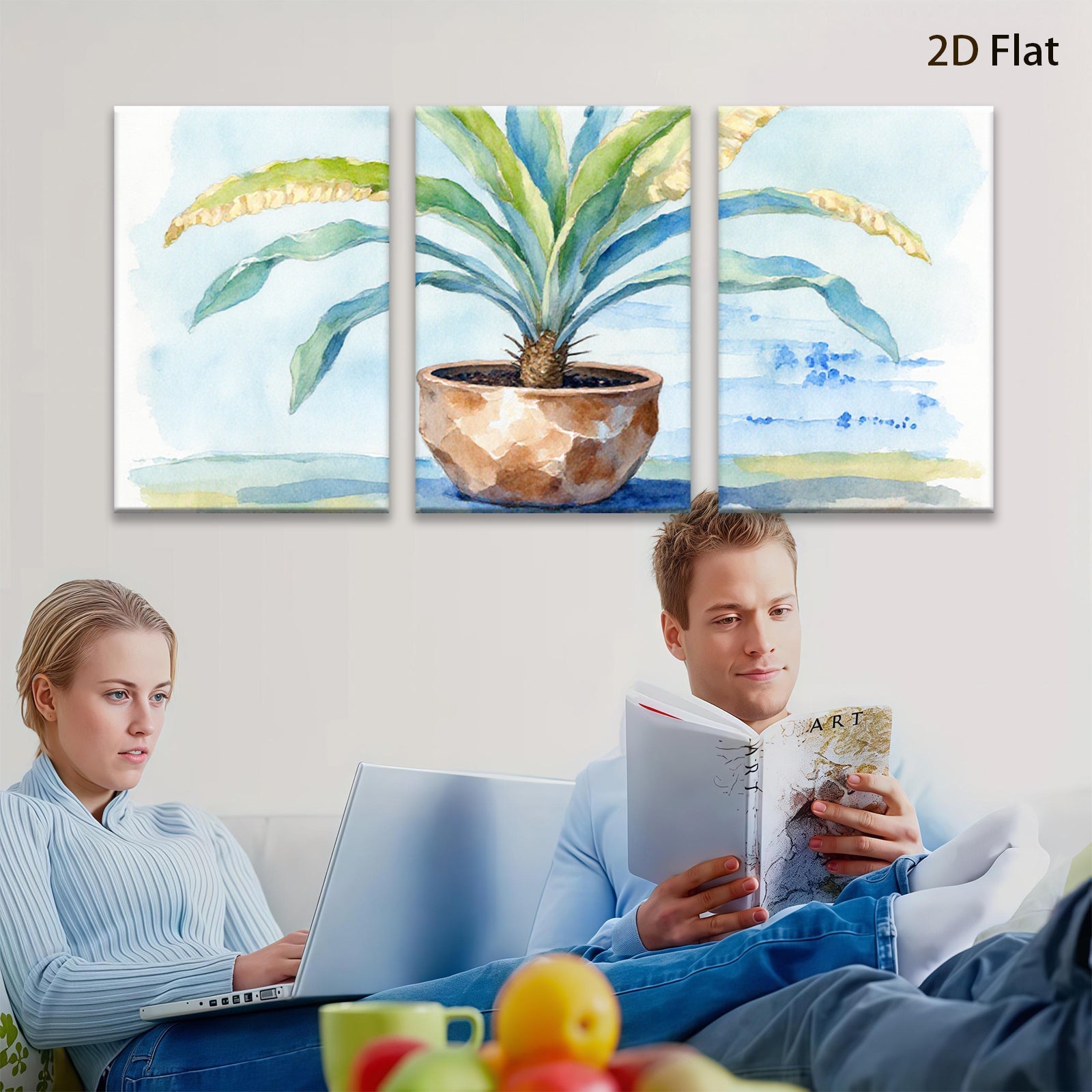 2D flat 1pc Potted Fern Botanical Wall Art Living Room Bedroom Home Decor Farmhouse Style Gallery Wrapped Canvas Prints Modern Minimalist Artwork