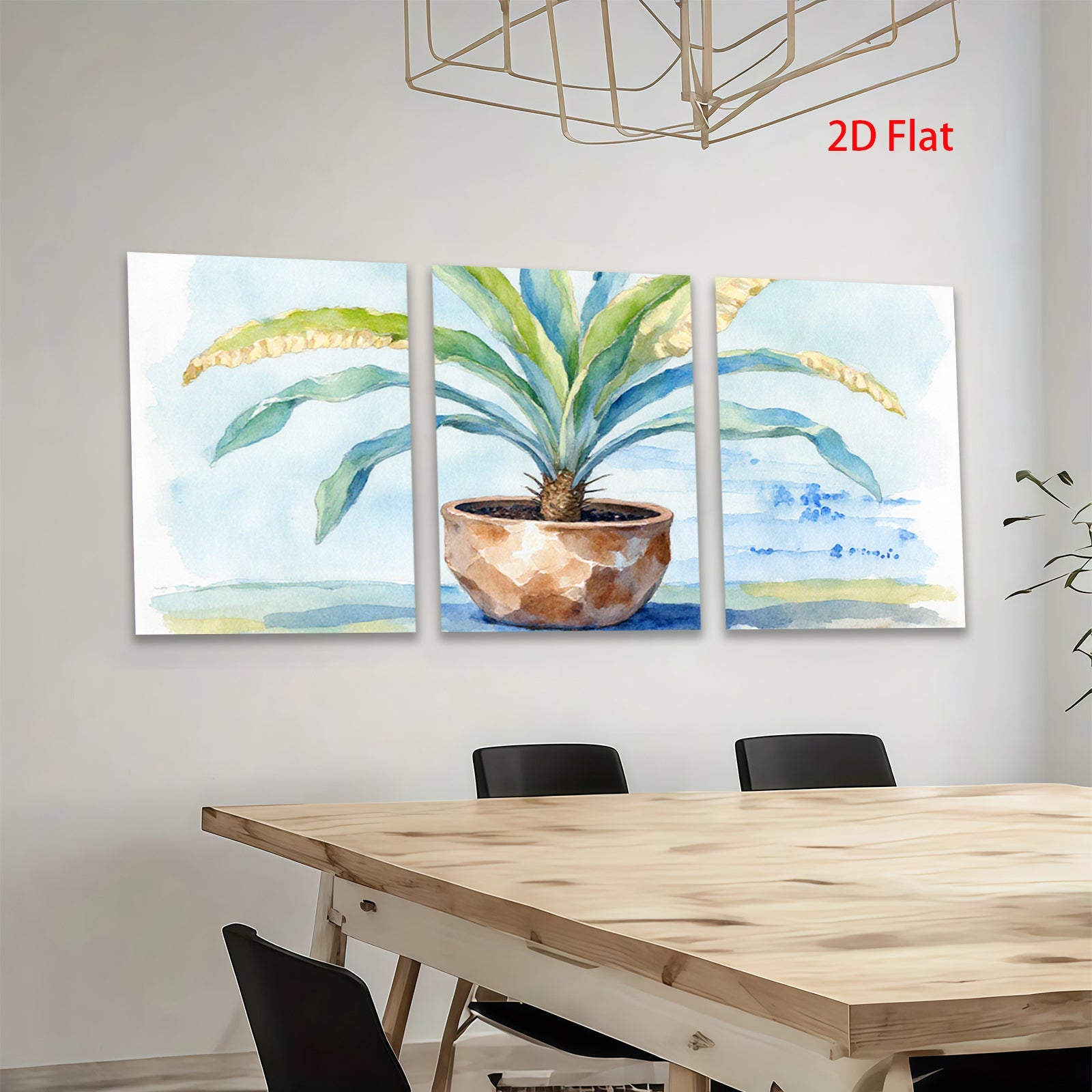 2D flat 1pc Potted Fern Botanical Wall Art Living Room Bedroom Home Decor Farmhouse Style Gallery Wrapped Canvas Prints Modern Minimalist Artwork
