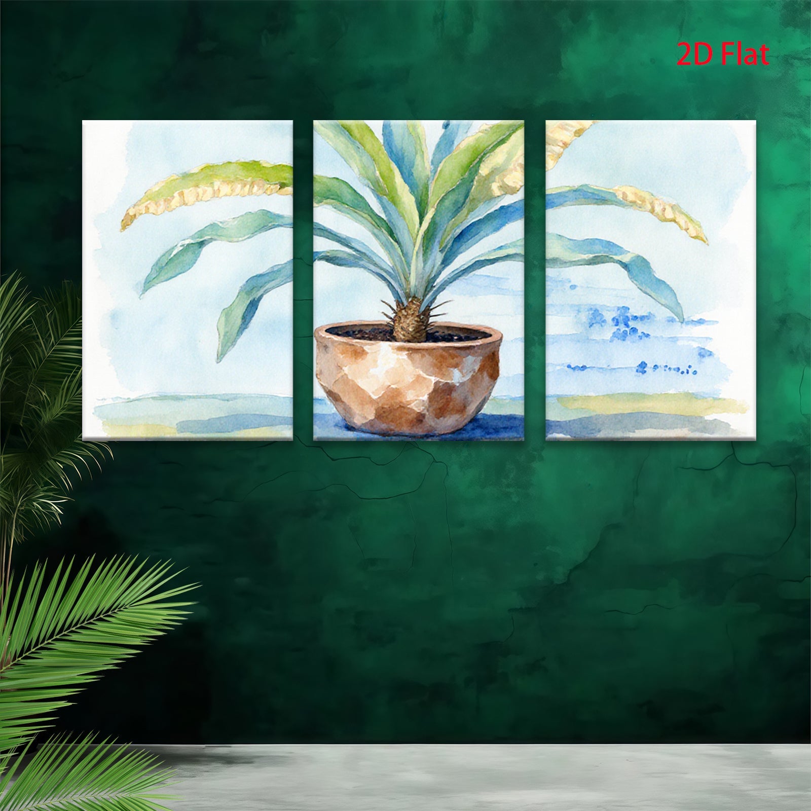 2D flat 1pc Potted Fern Botanical Wall Art Living Room Bedroom Home Decor Farmhouse Style Gallery Wrapped Canvas Prints Modern Minimalist Artwork