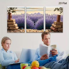 2D flat 1pc Provence lavender field wall art canvas prints for living room bedroom home decor farmhouse style botanical floral gallery wrapped ready to hang