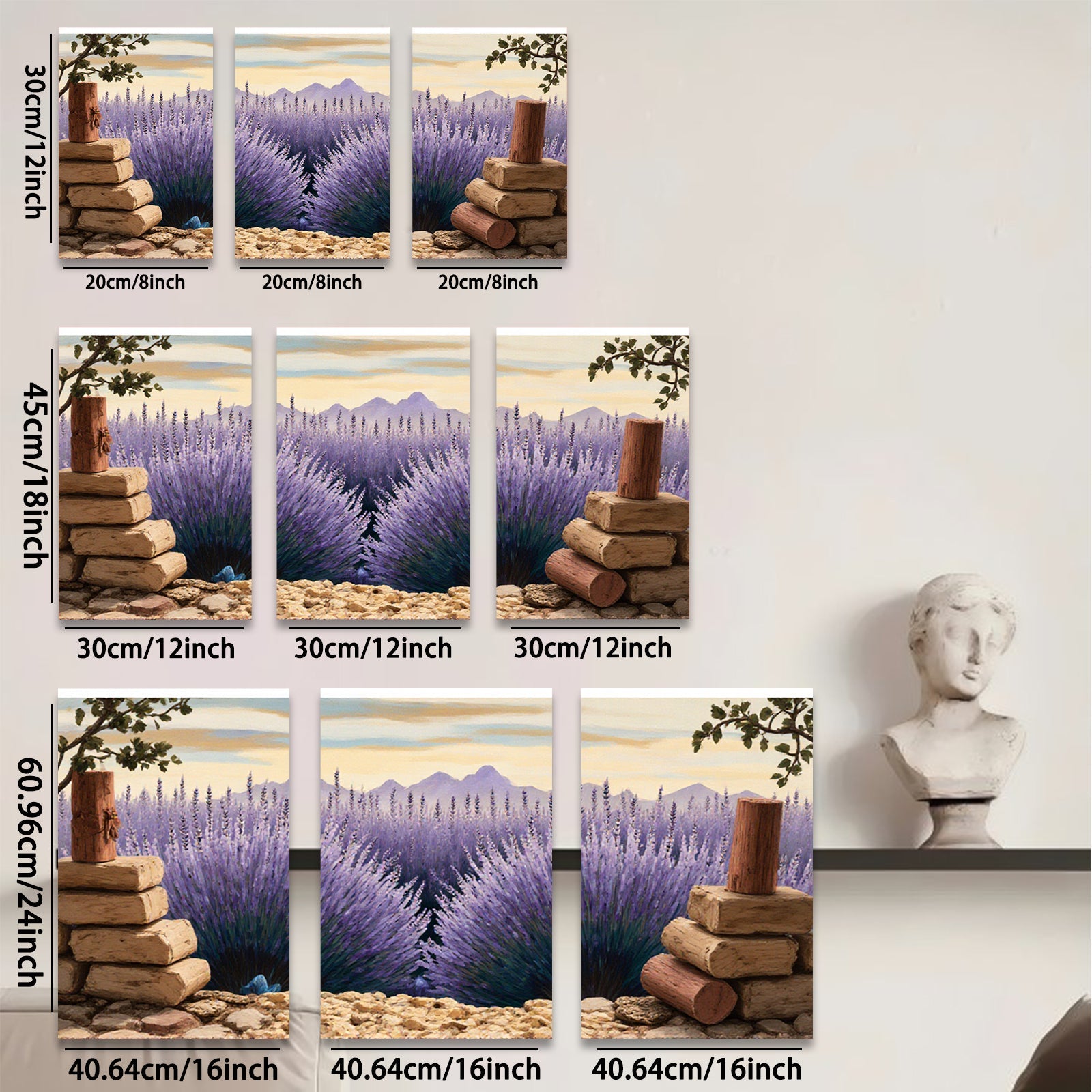 2D flat 1pc Provence lavender field wall art canvas prints for living room bedroom home decor farmhouse style botanical floral gallery wrapped ready to hang