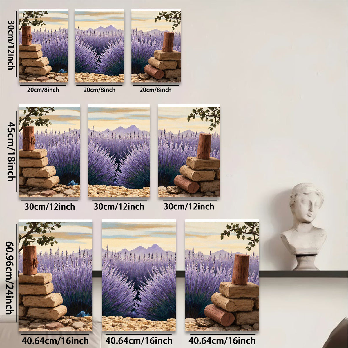 2D flat 1pc Provence lavender field wall art canvas prints for living room bedroom home decor farmhouse style botanical floral gallery wrapped ready to hang