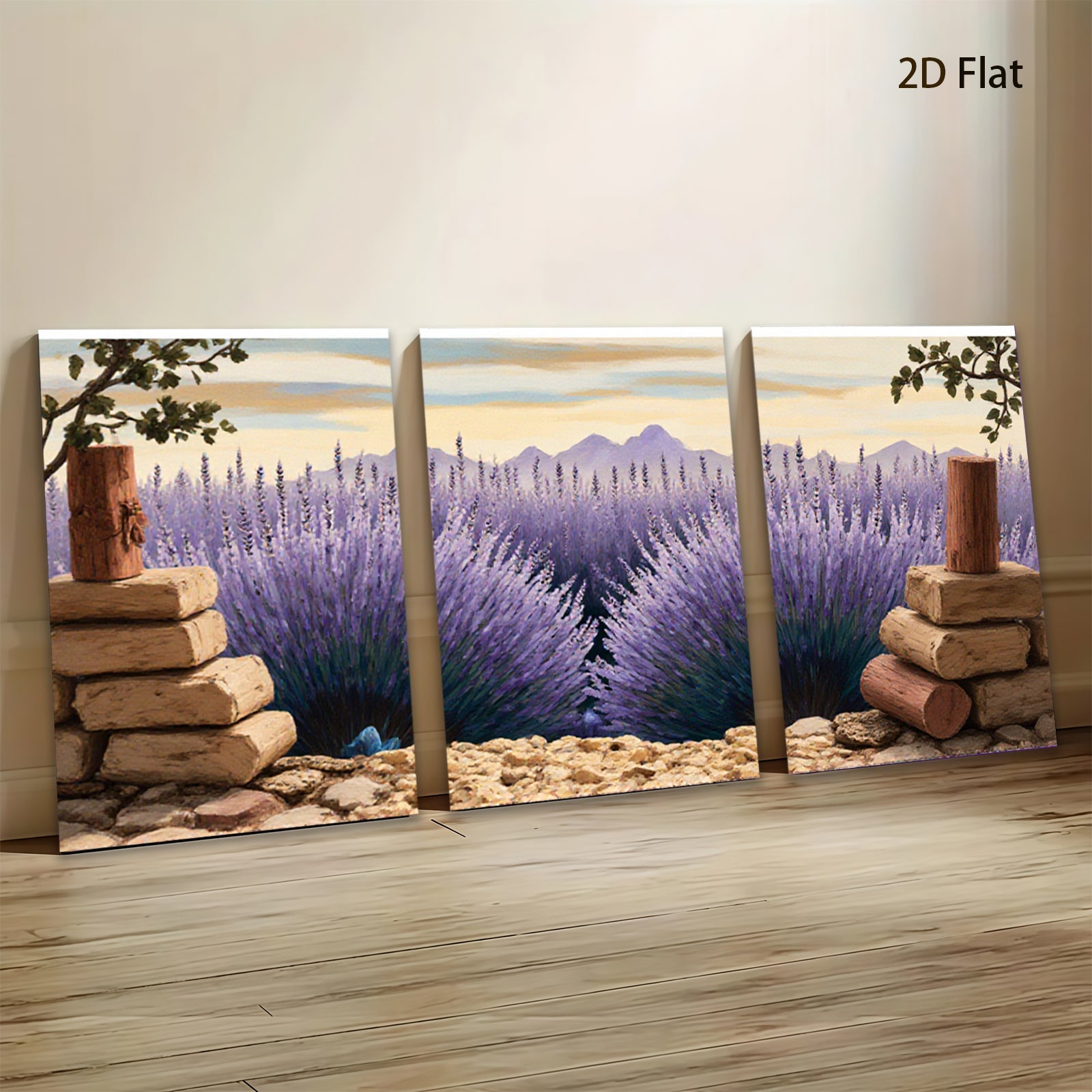 2D flat 1pc Provence lavender field wall art canvas prints for living room bedroom home decor farmhouse style botanical floral gallery wrapped ready to hang