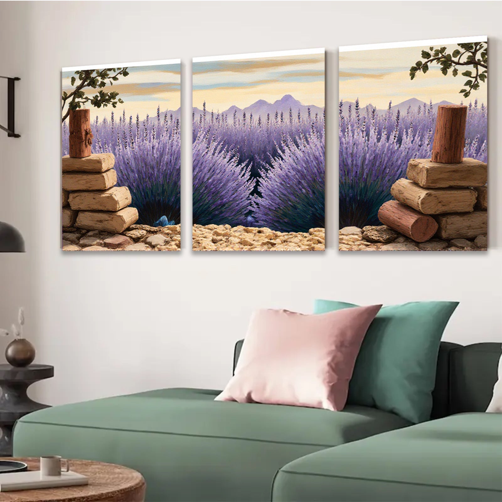 2D flat 1pc Provence lavender field wall art canvas prints for living room bedroom home decor farmhouse style botanical floral gallery wrapped ready to hang
