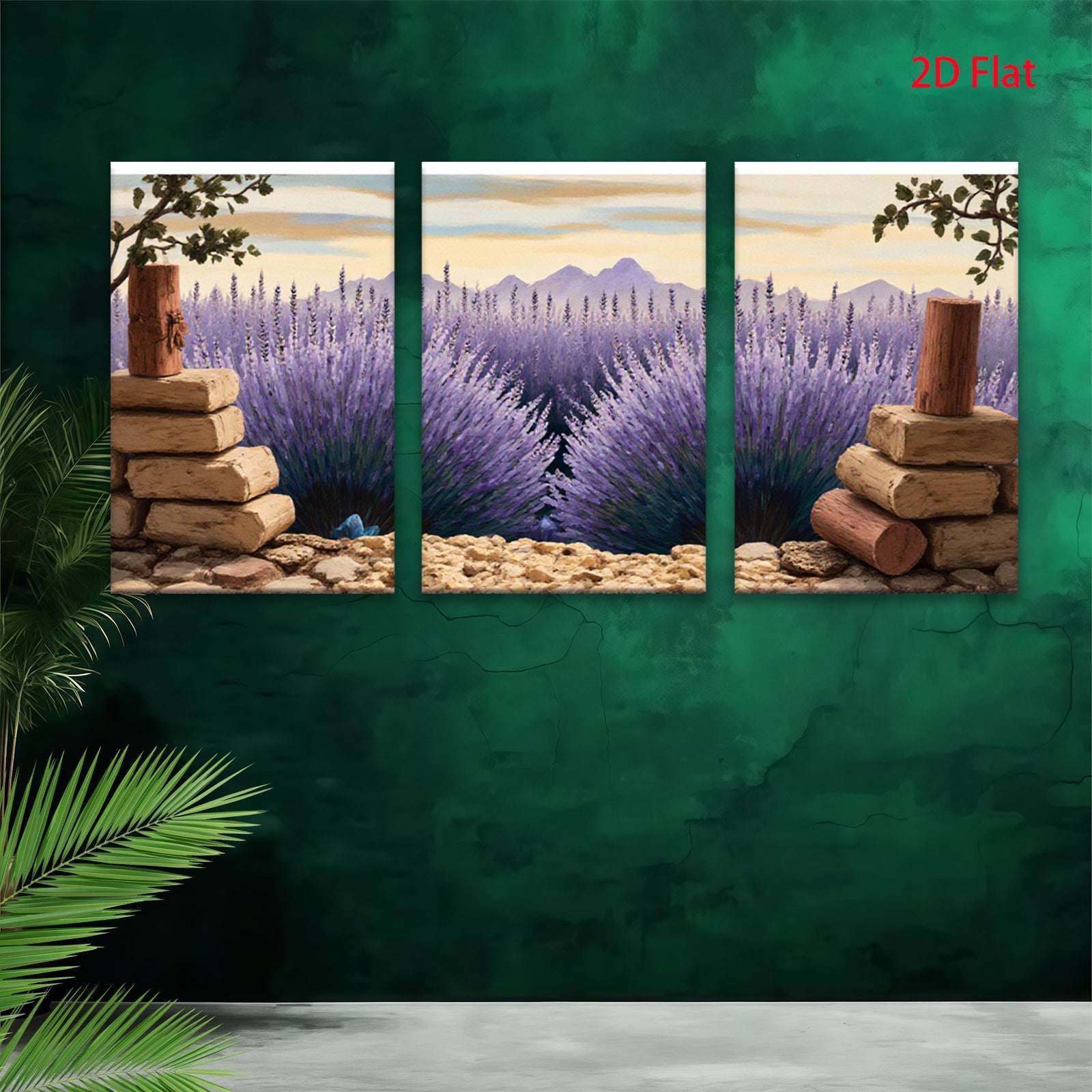2D flat 1pc Provence lavender field wall art canvas prints for living room bedroom home decor farmhouse style botanical floral gallery wrapped ready to hang