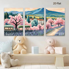2D flat 1pc Provence lavender fields blooming floral wall art canvas prints for living room bedroom home decor farmhouse style modern gallery wrapped