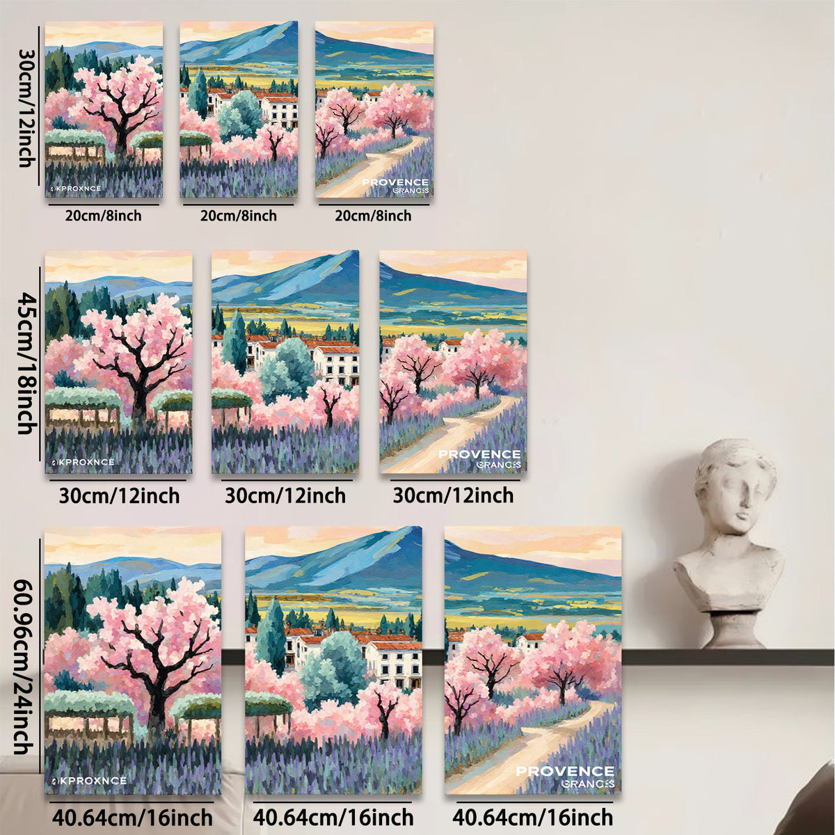 2D flat 1pc Provence lavender fields blooming floral wall art canvas prints for living room bedroom home decor farmhouse style modern gallery wrapped