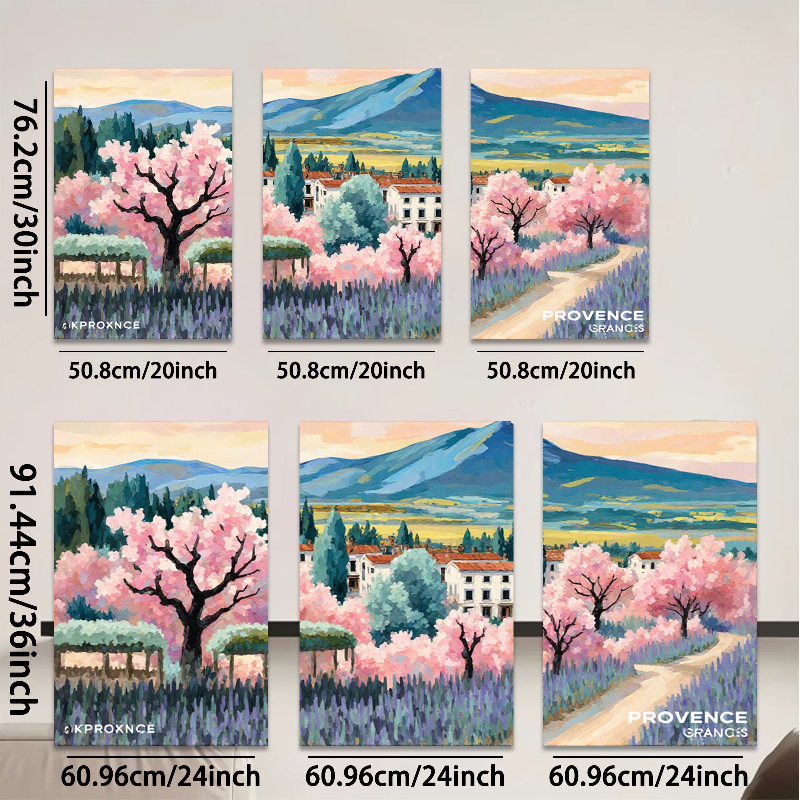 2D flat 1pc Provence lavender fields blooming floral wall art canvas prints for living room bedroom home decor farmhouse style modern gallery wrapped