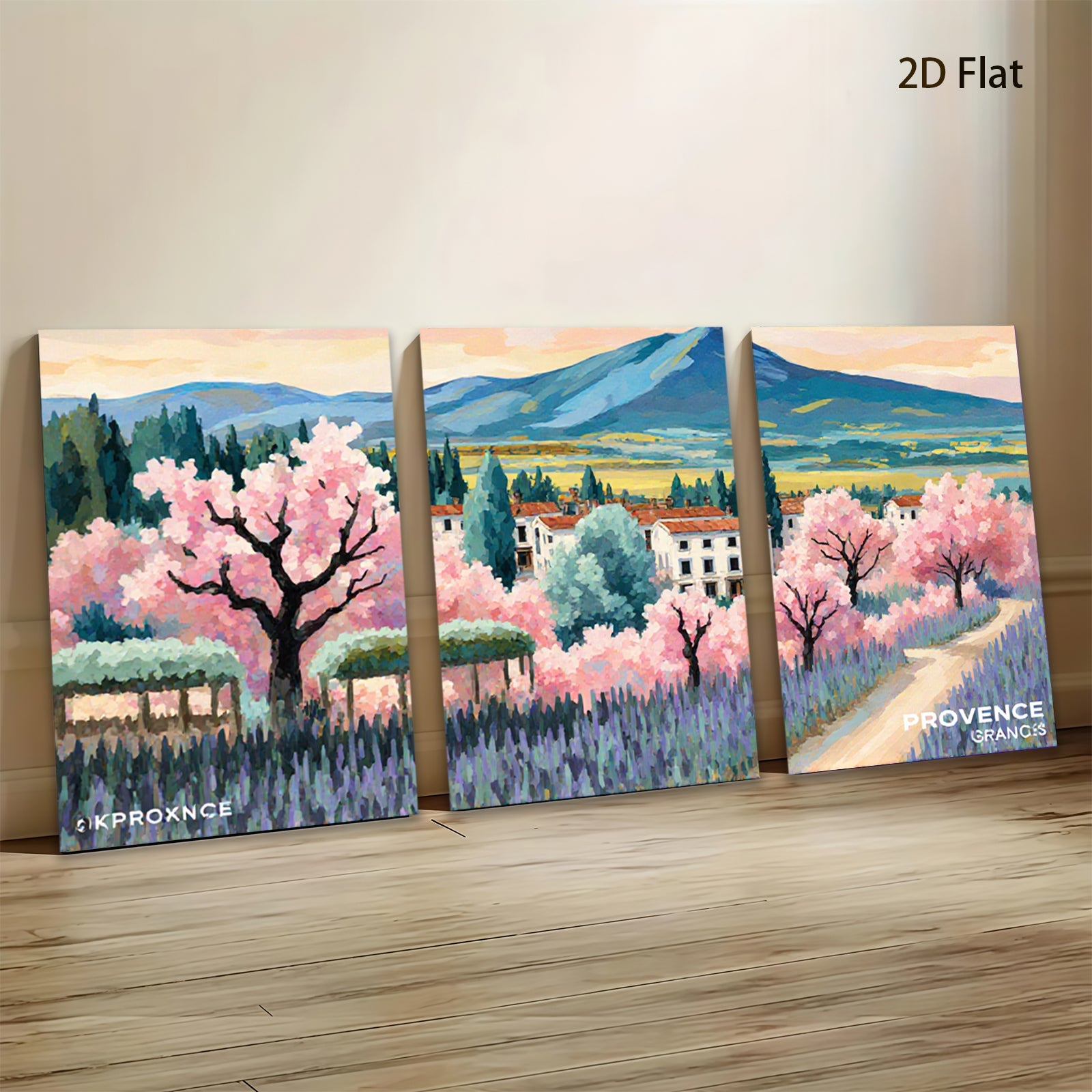 2D flat 1pc Provence lavender fields blooming floral wall art canvas prints for living room bedroom home decor farmhouse style modern gallery wrapped