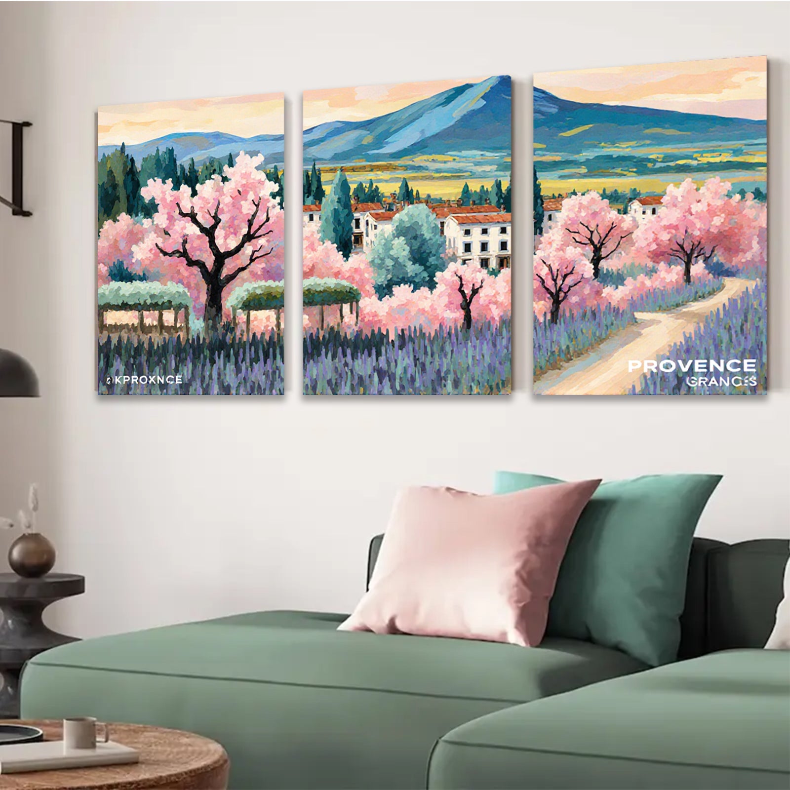2D flat 1pc Provence lavender fields blooming floral wall art canvas prints for living room bedroom home decor farmhouse style modern gallery wrapped
