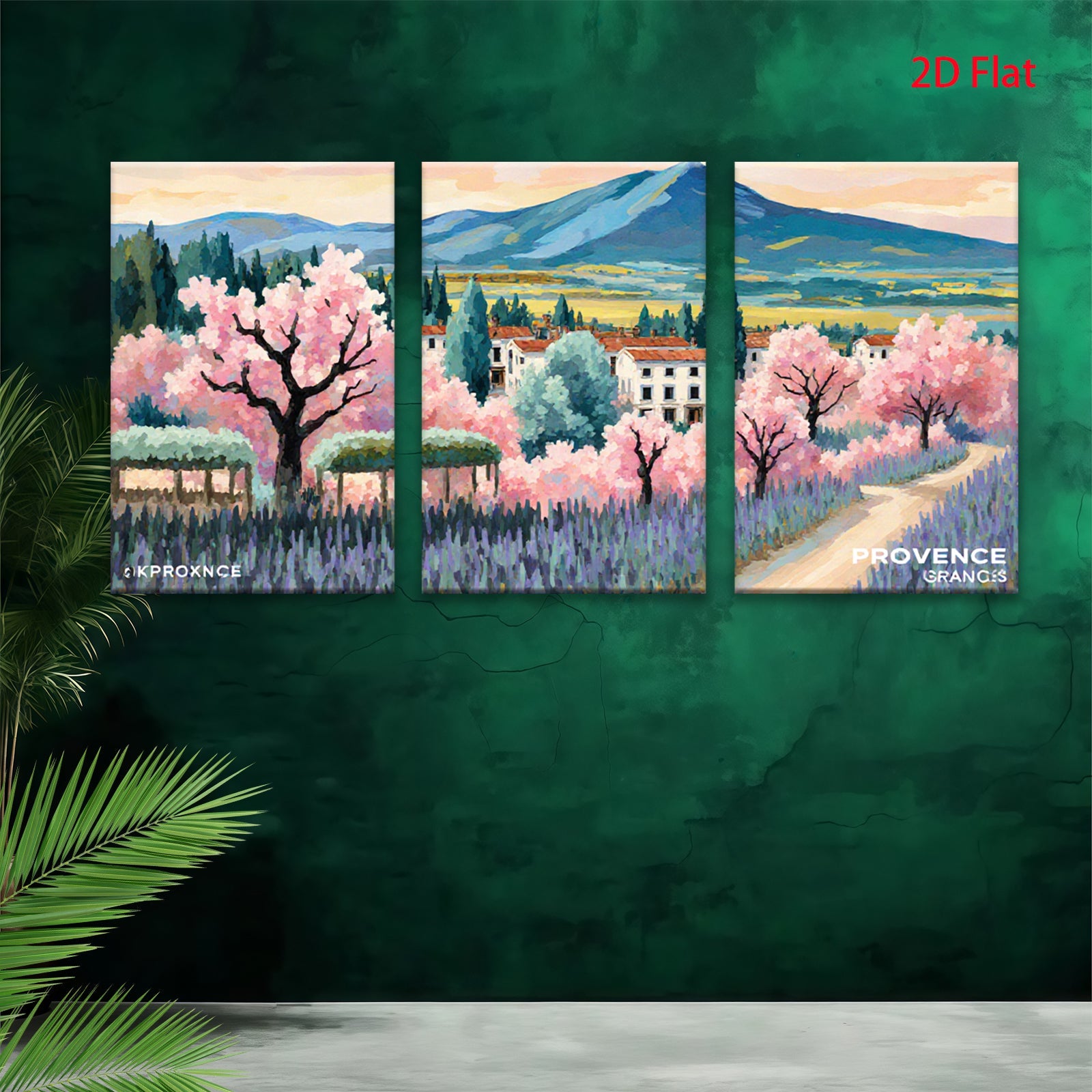 2D flat 1pc Provence lavender fields blooming floral wall art canvas prints for living room bedroom home decor farmhouse style modern gallery wrapped