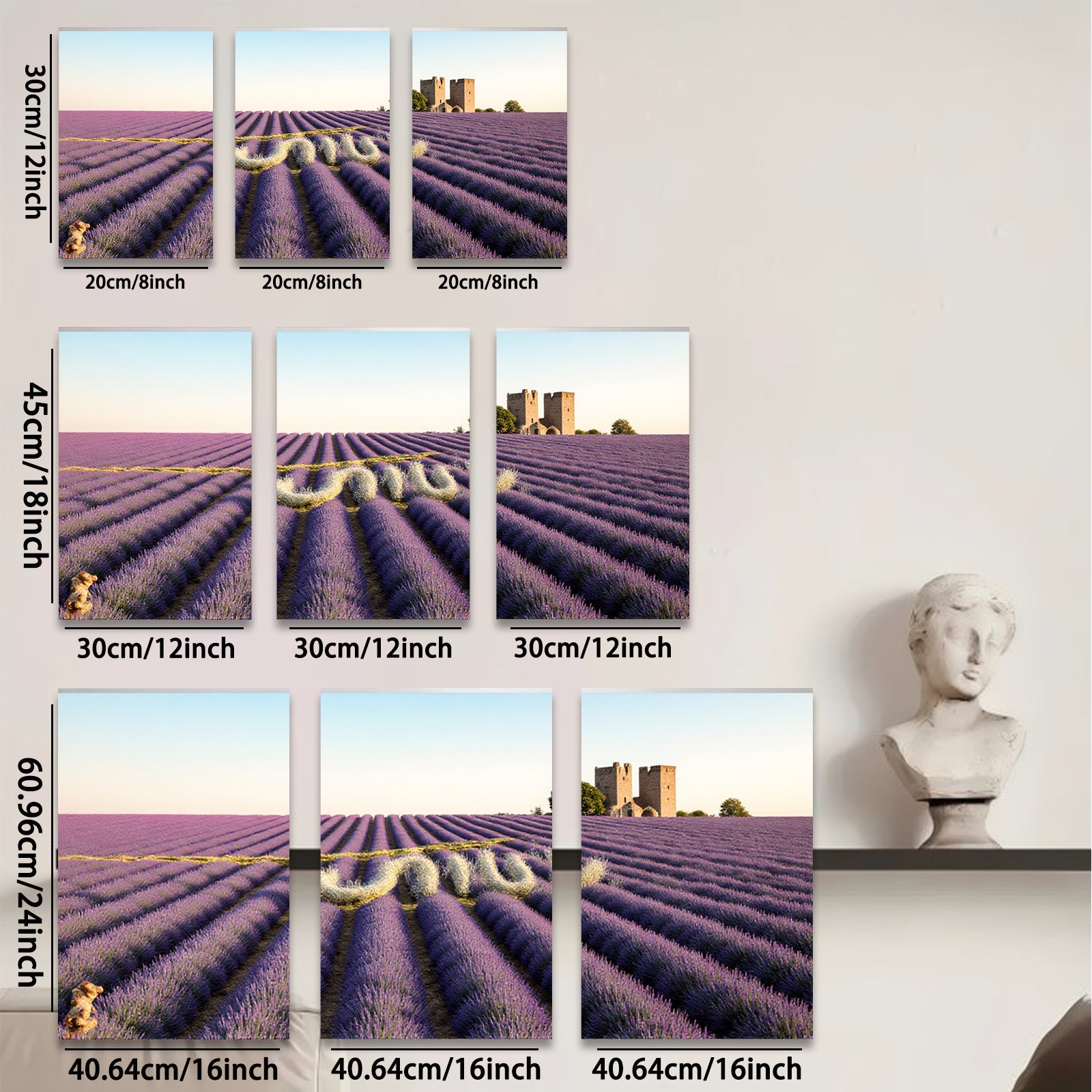 2D flat 1pc Provence lavender fields wall art canvas prints farmhouse decor bedroom living room modern minimalist botanical gallery wrapped ready to hang