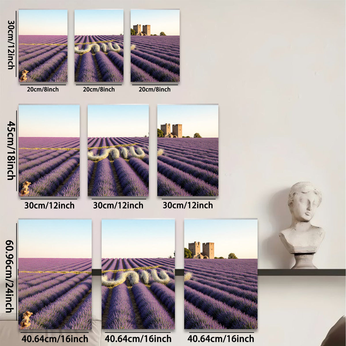 2D flat 1pc Provence lavender fields wall art canvas prints farmhouse decor bedroom living room modern minimalist botanical gallery wrapped ready to hang