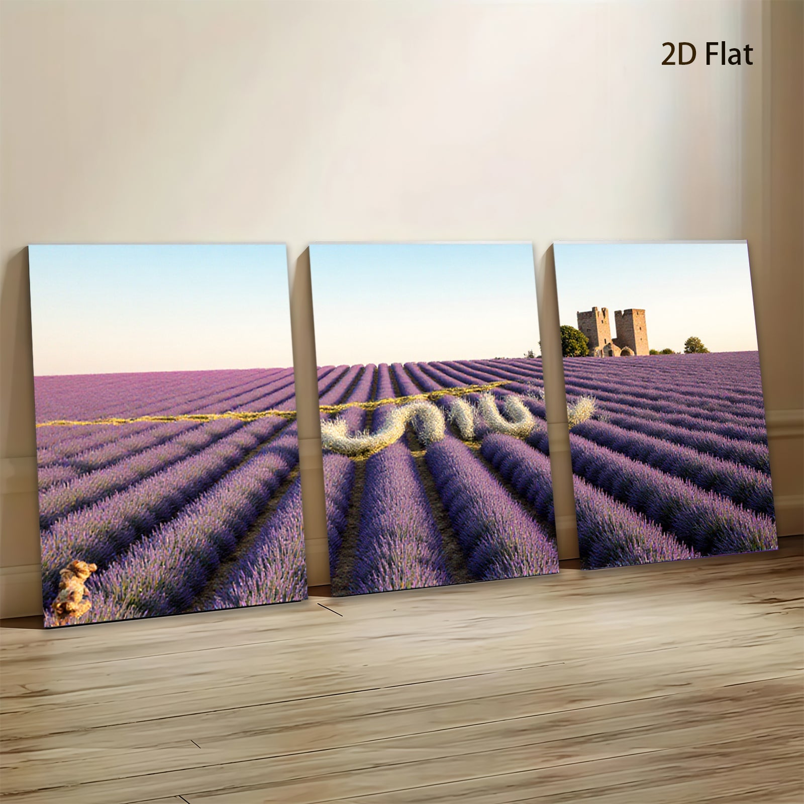 2D flat 1pc Provence lavender fields wall art canvas prints farmhouse decor bedroom living room modern minimalist botanical gallery wrapped ready to hang
