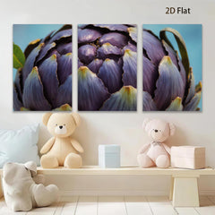 2D flat 1pc Purple Artichoke Bloom Floral Wall Decor Kitchen Dining Room Living Room Modern Farmhouse Gallery Wrapped Canvas Print Ready to Hang