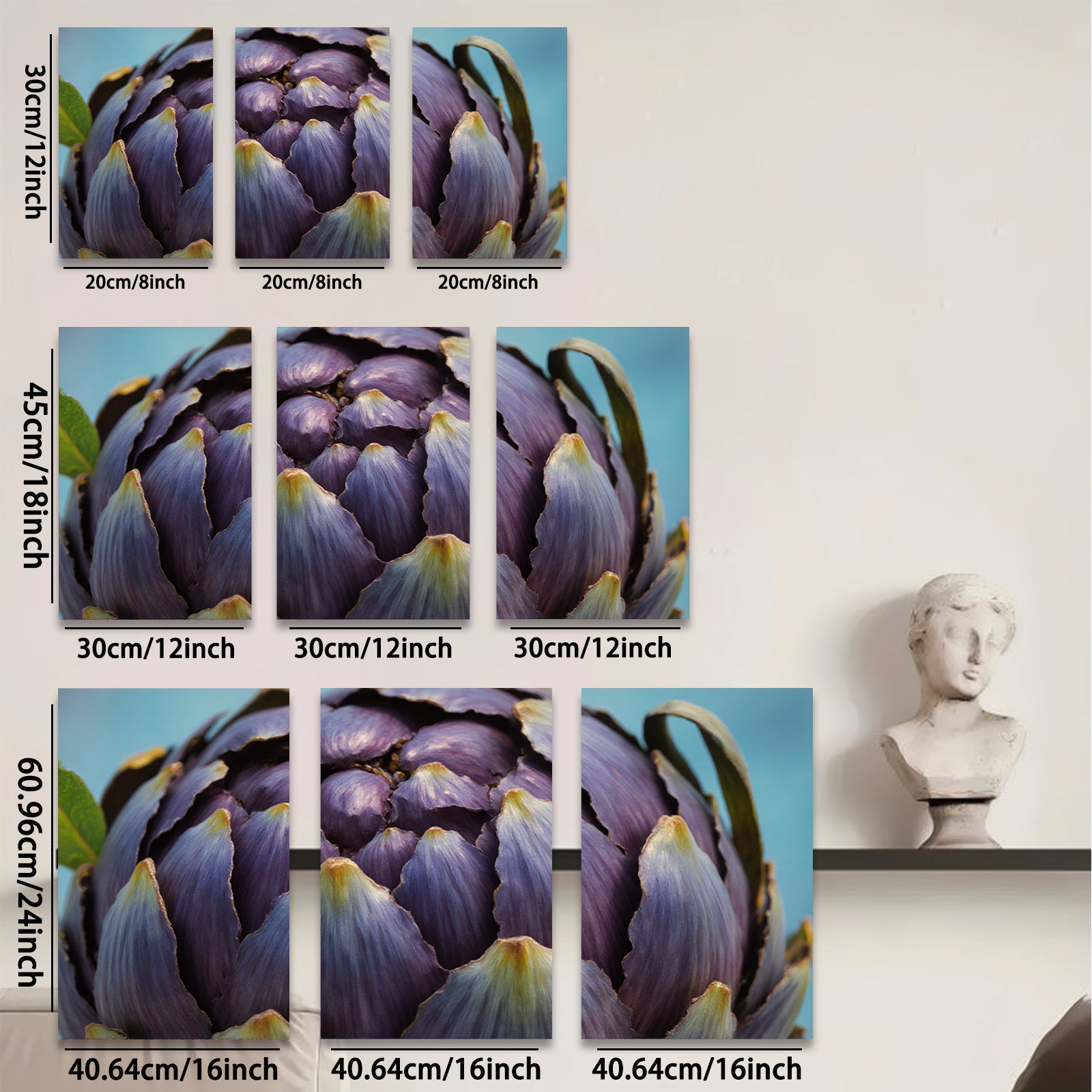 2D flat 1pc Purple Artichoke Bloom Floral Wall Decor Kitchen Dining Room Living Room Modern Farmhouse Gallery Wrapped Canvas Print Ready to Hang