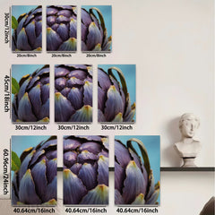 2D flat 1pc Purple Artichoke Bloom Floral Wall Decor Kitchen Dining Room Living Room Modern Farmhouse Gallery Wrapped Canvas Print Ready to Hang