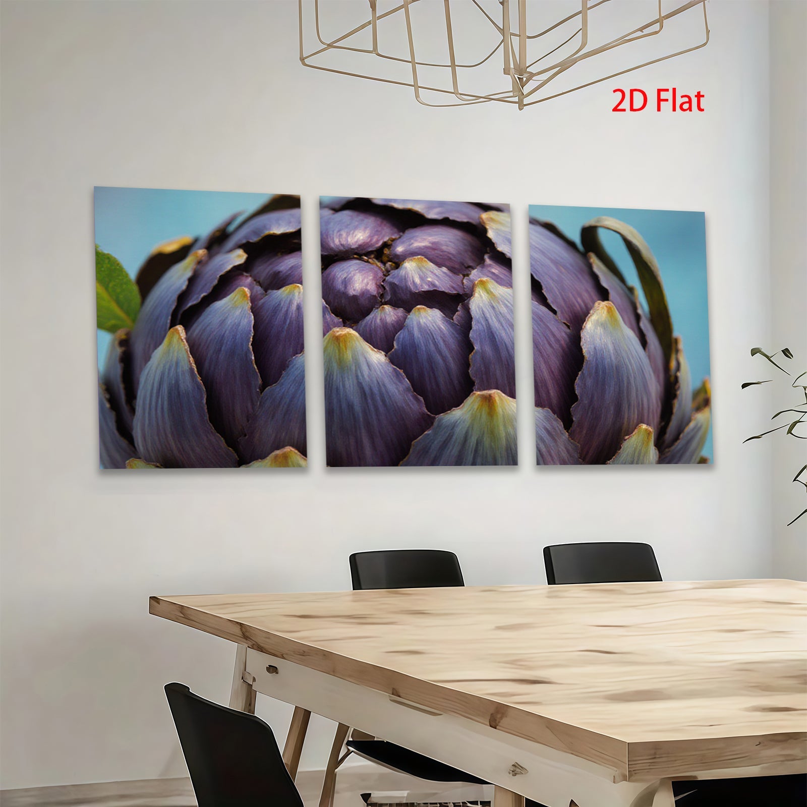 2D flat 1pc Purple Artichoke Bloom Floral Wall Decor Kitchen Dining Room Living Room Modern Farmhouse Gallery Wrapped Canvas Print Ready to Hang