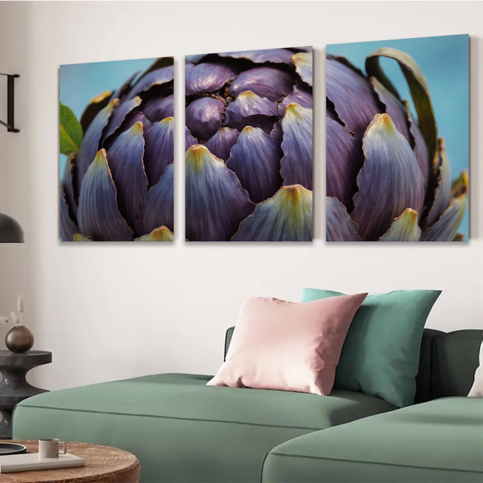 2D flat 1pc Purple Artichoke Bloom Floral Wall Decor Kitchen Dining Room Living Room Modern Farmhouse Gallery Wrapped Canvas Print Ready to Hang