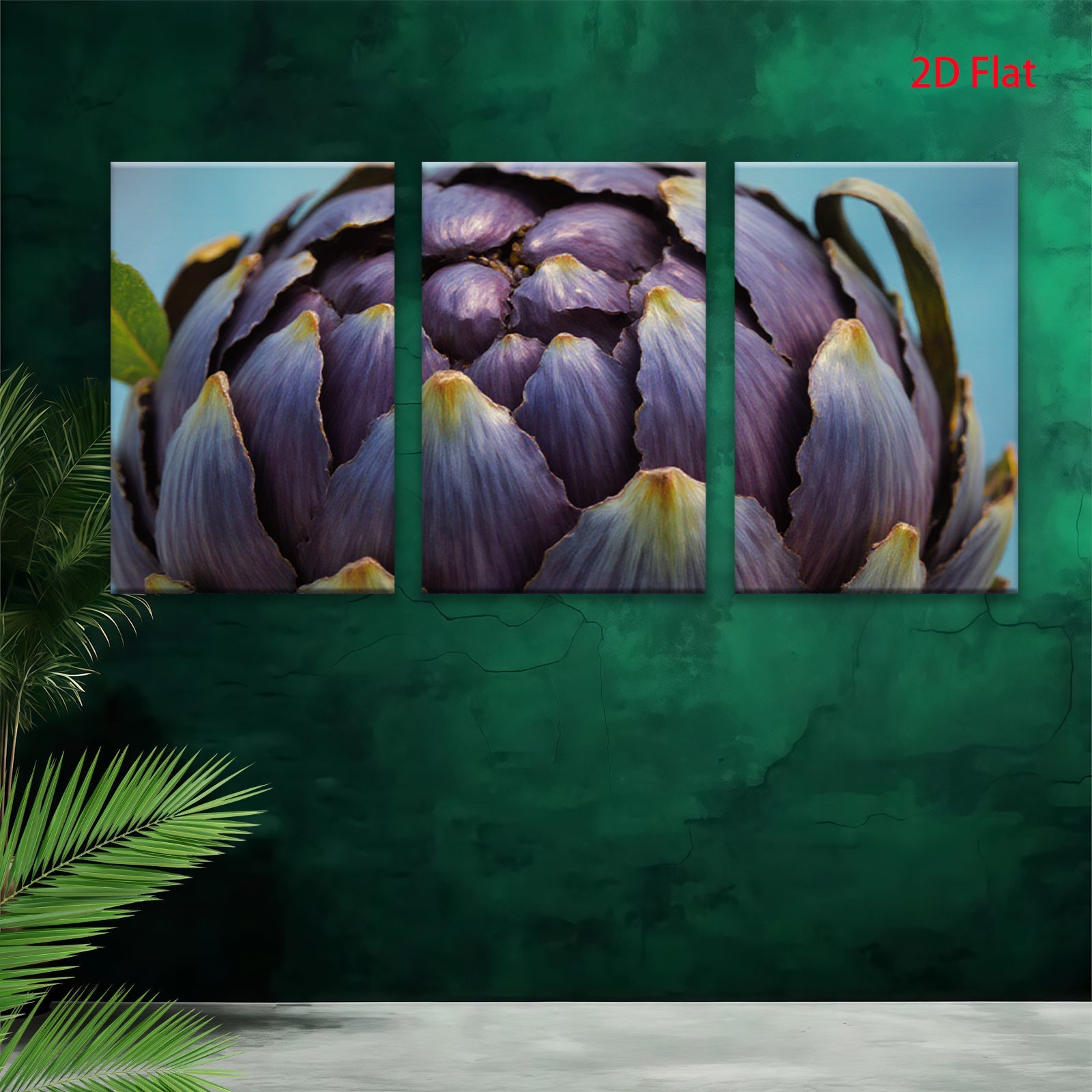 2D flat 1pc Purple Artichoke Bloom Floral Wall Decor Kitchen Dining Room Living Room Modern Farmhouse Gallery Wrapped Canvas Print Ready to Hang