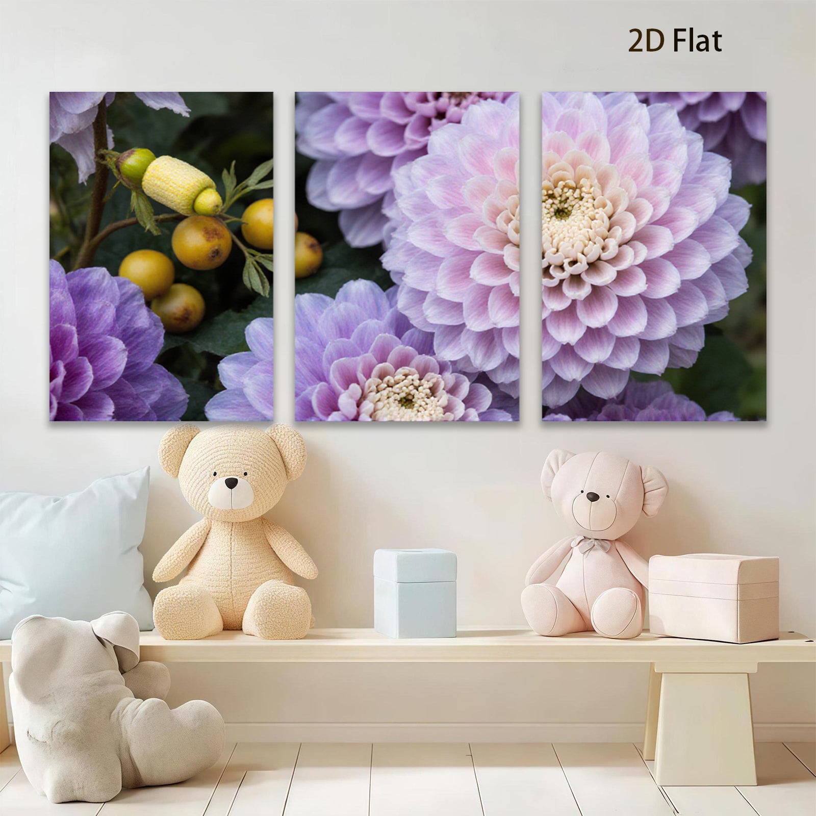 2D flat 1pc Purple Chrysanthemum Bloom Floral Garden Wall Art Decor Living Room Bedroom Canvas Prints farmhouse style modern minimalist botanical artwork