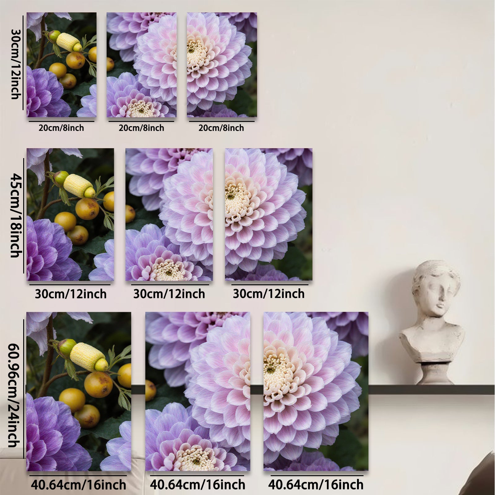 2D flat 1pc Purple Chrysanthemum Bloom Floral Garden Wall Art Decor Living Room Bedroom Canvas Prints farmhouse style modern minimalist botanical artwork