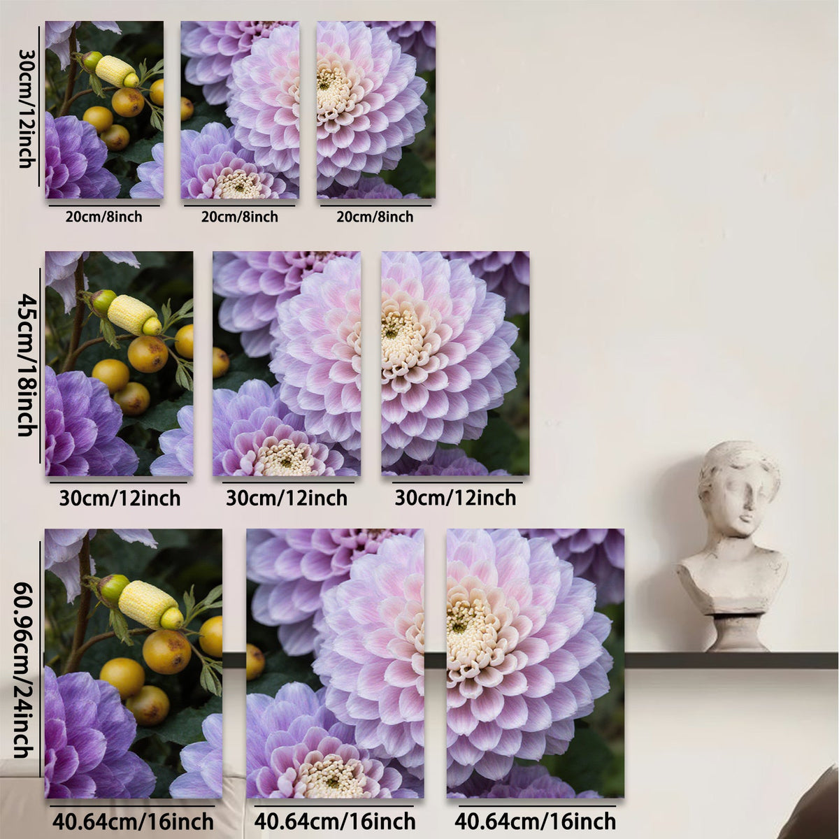 2D flat 1pc Purple Chrysanthemum Bloom Floral Garden Wall Art Decor Living Room Bedroom Canvas Prints farmhouse style modern minimalist botanical artwork