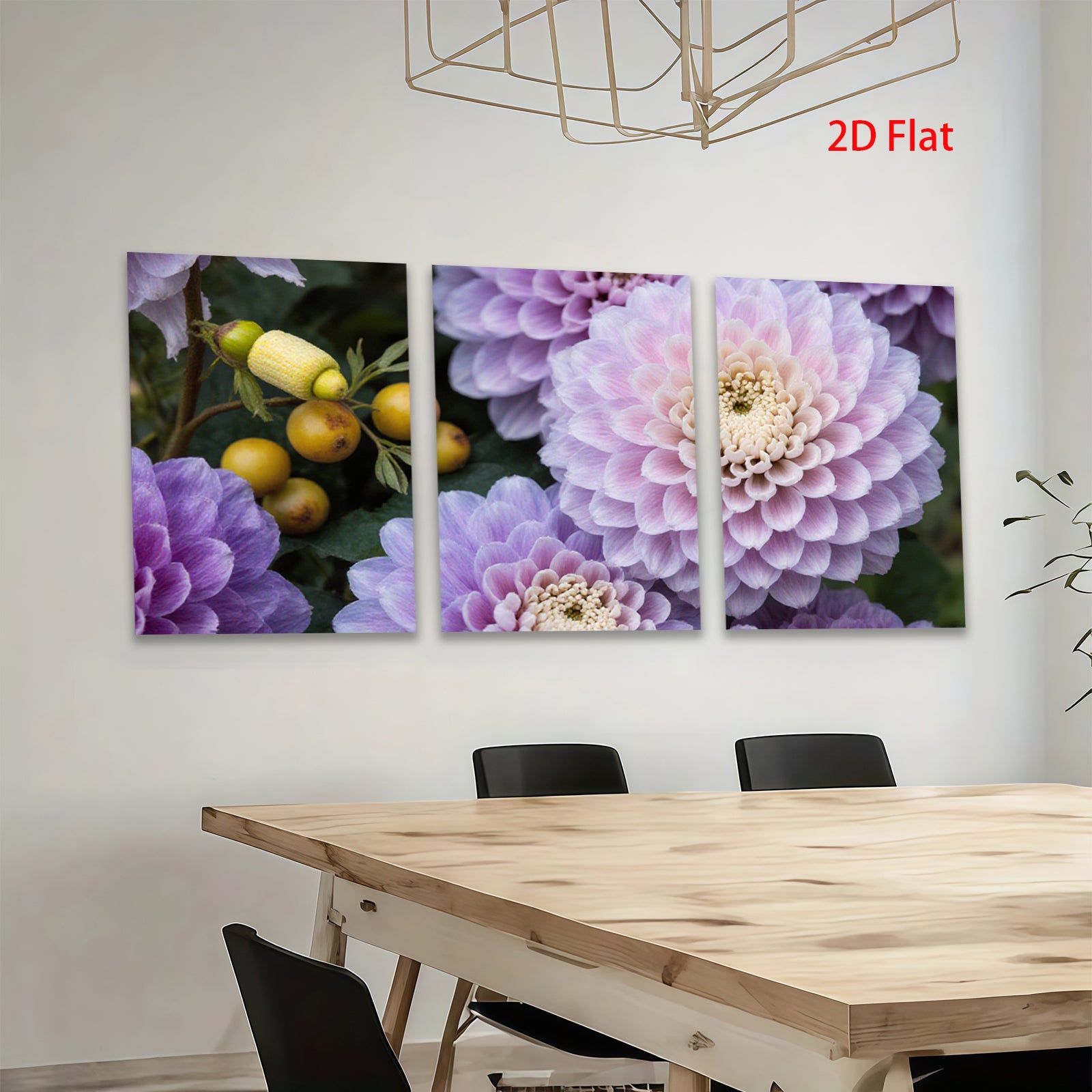 2D flat 1pc Purple Chrysanthemum Bloom Floral Garden Wall Art Decor Living Room Bedroom Canvas Prints farmhouse style modern minimalist botanical artwork