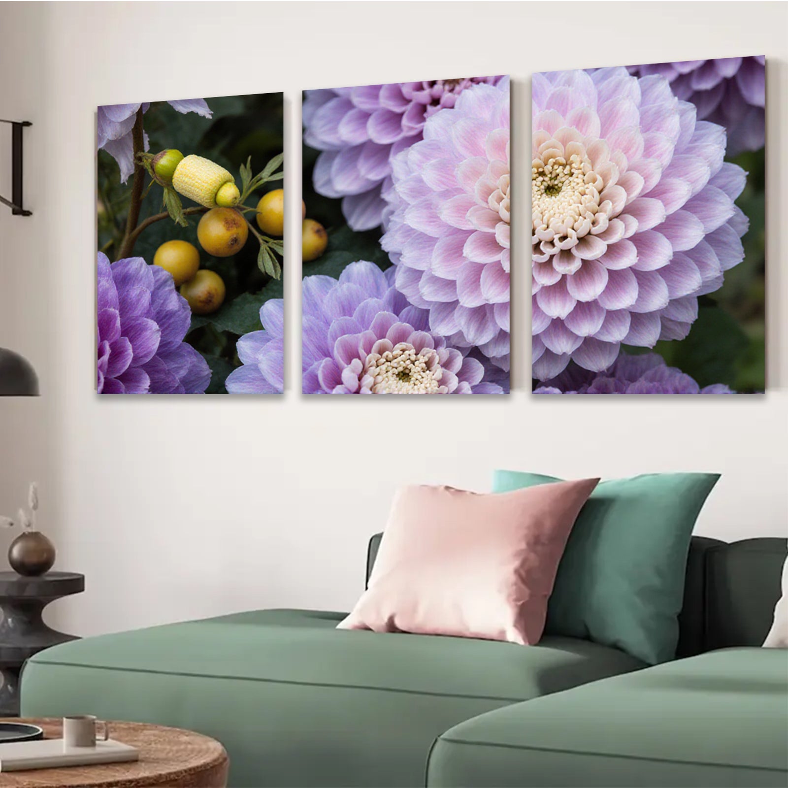 2D flat 1pc Purple Chrysanthemum Bloom Floral Garden Wall Art Decor Living Room Bedroom Canvas Prints farmhouse style modern minimalist botanical artwork