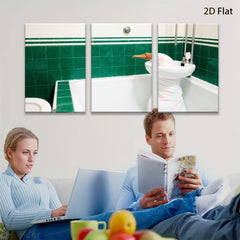 2D flat 1pc Quirky bathroom duck whimsical wall art for cozy home decor farmhouse style living room bedroom office gallery wrapped canvas prints modern minimalist art