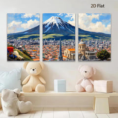 2D flat 1pc Quito Ecuador Cityscape Painting Wall Art Modern Home Decor Living Room Bedroom Office Canvas Prints Frameless Ready to Hang Farmhouse Style