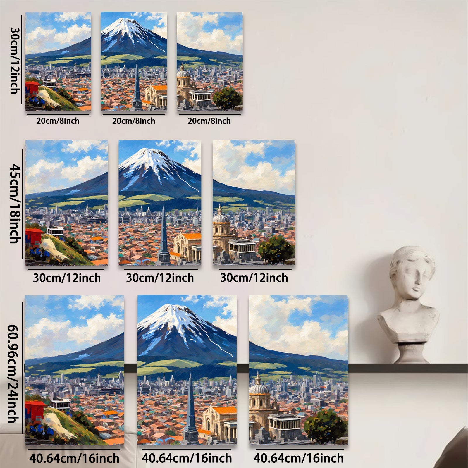 2D flat 1pc Quito Ecuador Cityscape Painting Wall Art Modern Home Decor Living Room Bedroom Office Canvas Prints Frameless Ready to Hang Farmhouse Style