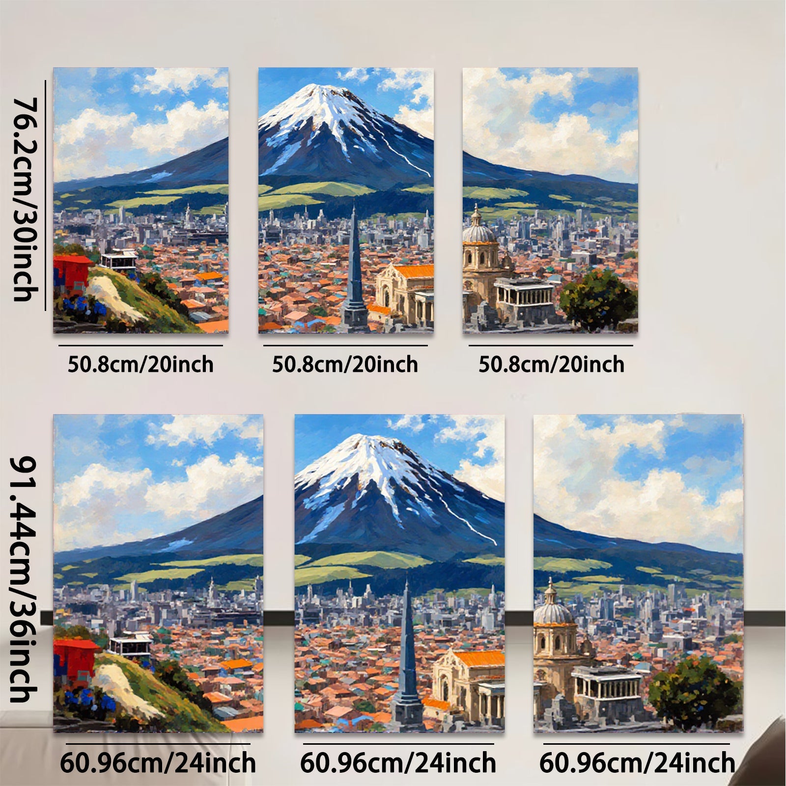 2D flat 1pc Quito Ecuador Cityscape Painting Wall Art Modern Home Decor Living Room Bedroom Office Canvas Prints Frameless Ready to Hang Farmhouse Style