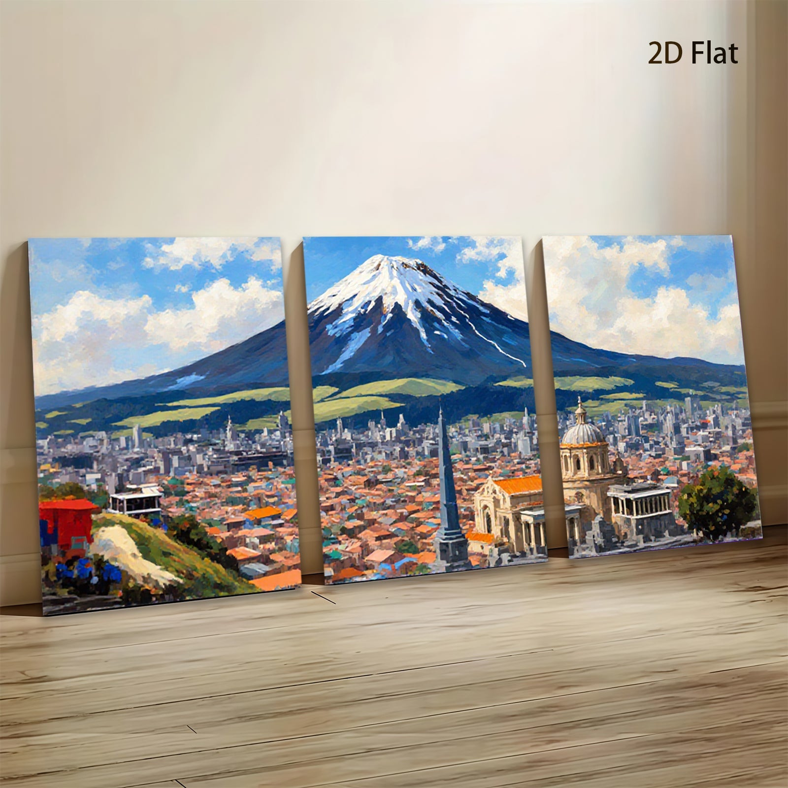 2D flat 1pc Quito Ecuador Cityscape Painting Wall Art Modern Home Decor Living Room Bedroom Office Canvas Prints Frameless Ready to Hang Farmhouse Style