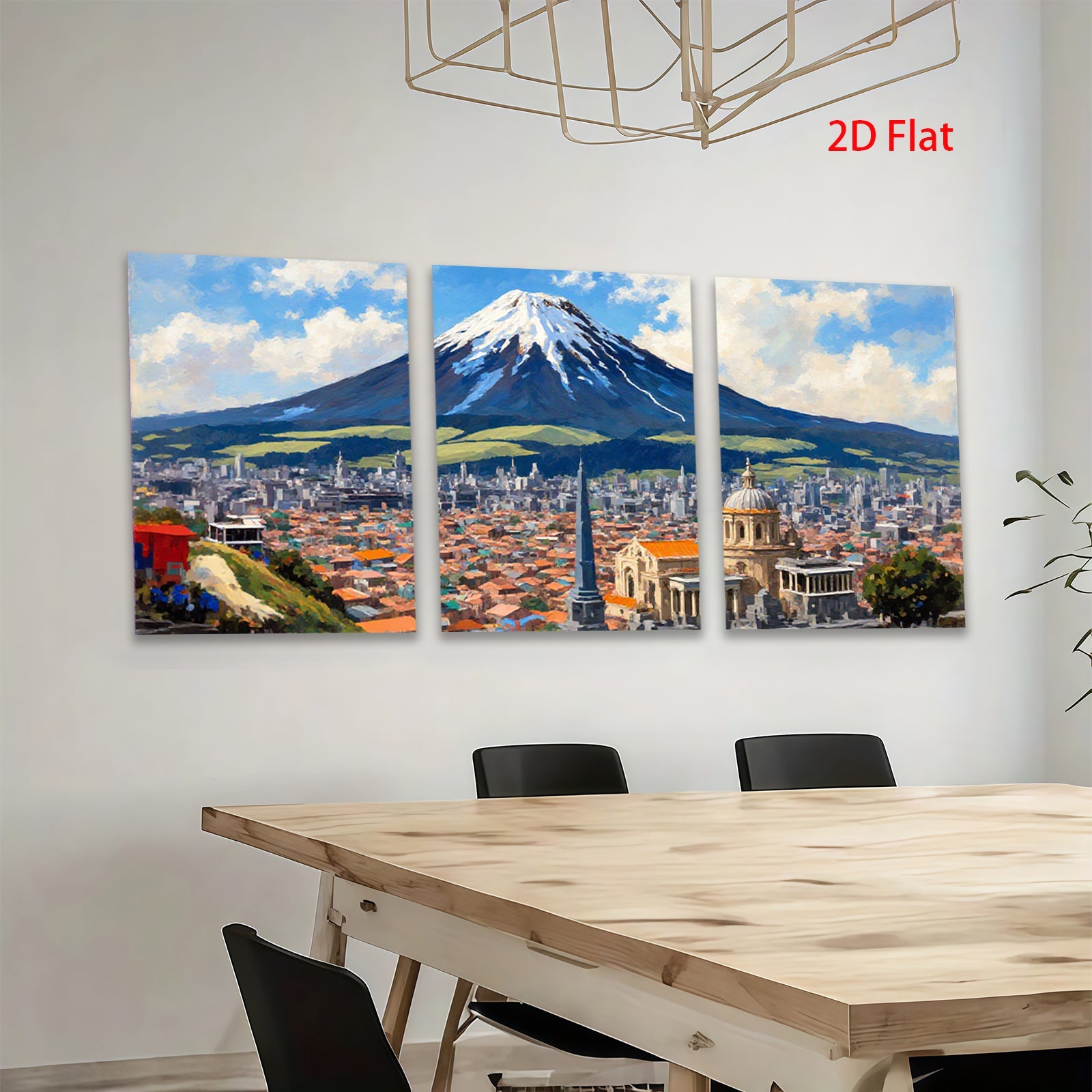 2D flat 1pc Quito Ecuador Cityscape Painting Wall Art Modern Home Decor Living Room Bedroom Office Canvas Prints Frameless Ready to Hang Farmhouse Style