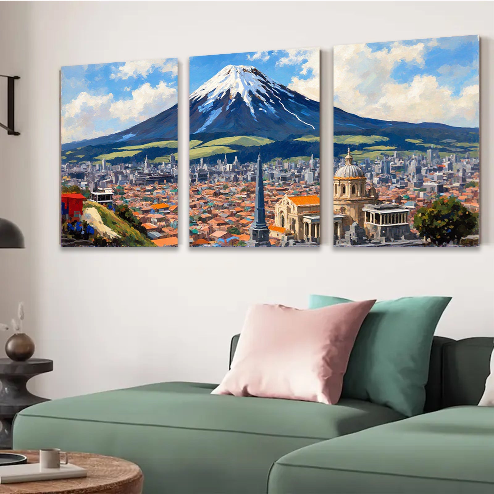 2D flat 1pc Quito Ecuador Cityscape Painting Wall Art Modern Home Decor Living Room Bedroom Office Canvas Prints Frameless Ready to Hang Farmhouse Style