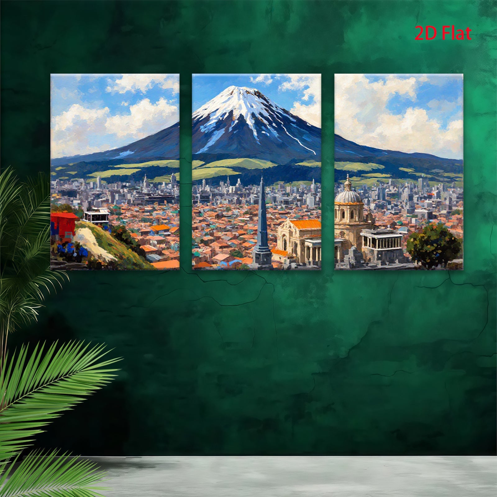 2D flat 1pc Quito Ecuador Cityscape Painting Wall Art Modern Home Decor Living Room Bedroom Office Canvas Prints Frameless Ready to Hang Farmhouse Style