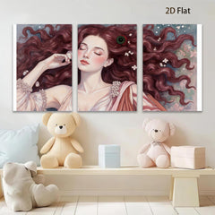 2D flat 1pc Reclining Beauty Floral Portrait Canvas Wall Art Decor for Living Room Bedroom Gallery Wrapped Modern Farmhouse Aesthetic