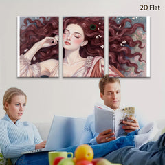 2D flat 1pc Reclining Beauty Floral Portrait Canvas Wall Art Decor for Living Room Bedroom Gallery Wrapped Modern Farmhouse Aesthetic