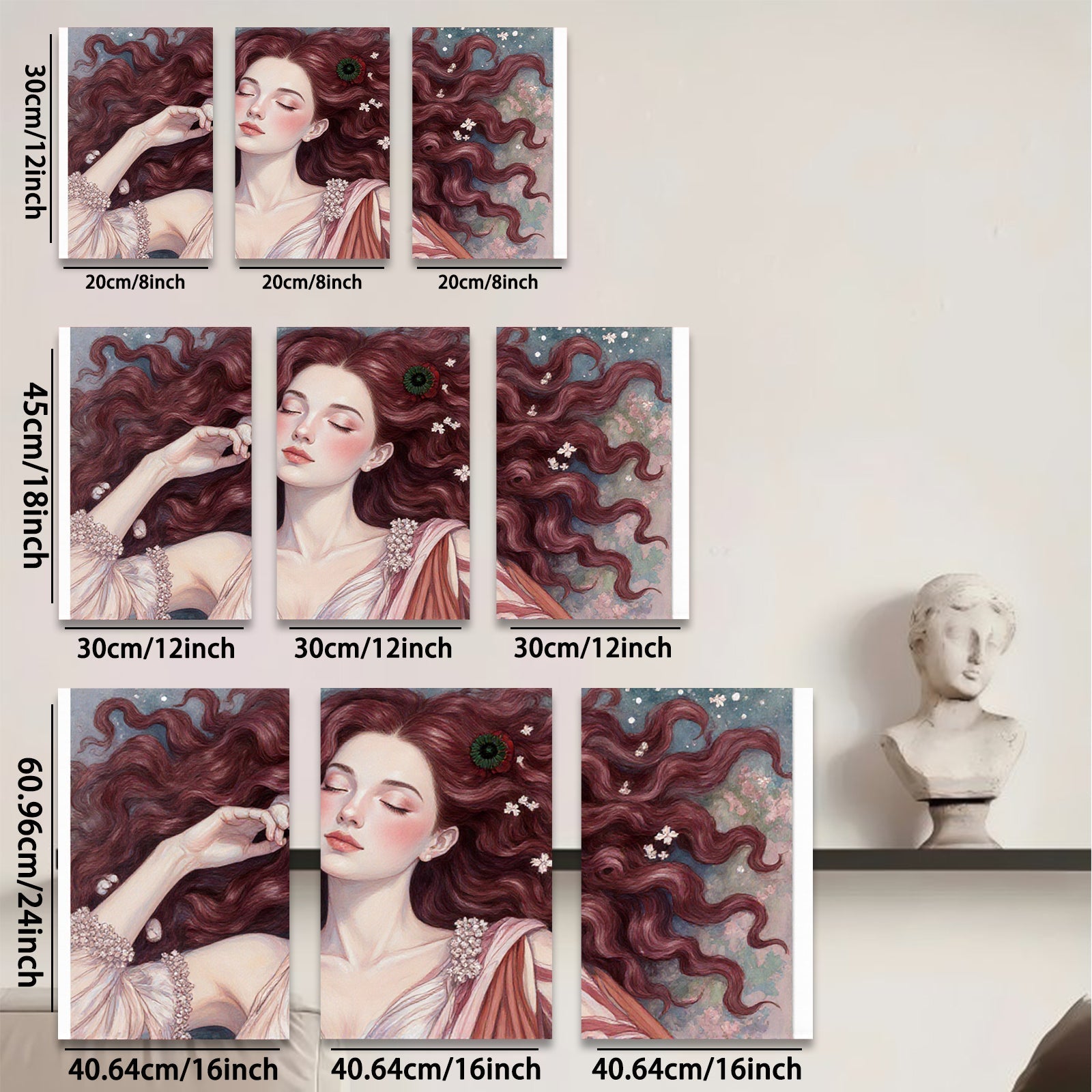 2D flat 1pc Reclining Beauty Floral Portrait Canvas Wall Art Decor for Living Room Bedroom Gallery Wrapped Modern Farmhouse Aesthetic