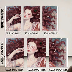 2D flat 1pc Reclining Beauty Floral Portrait Canvas Wall Art Decor for Living Room Bedroom Gallery Wrapped Modern Farmhouse Aesthetic
