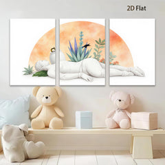 2D flat 1pc Reclining Figure with Botanical Still Life Modern Wall Art for Living Room Bedroom Gallery Wrapped Canvas Prints Home Decor Farmhouse Style