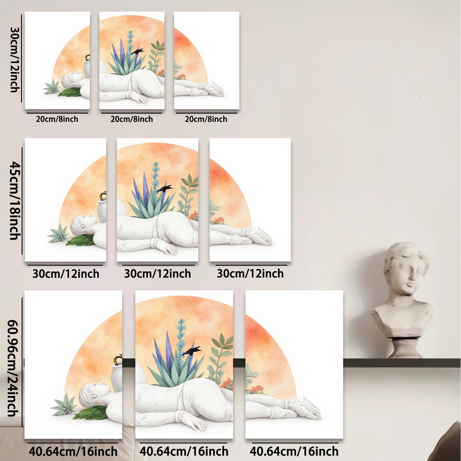 2D flat 1pc Reclining Figure with Botanical Still Life Modern Wall Art for Living Room Bedroom Gallery Wrapped Canvas Prints Home Decor Farmhouse Style