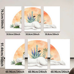 2D flat 1pc Reclining Figure with Botanical Still Life Modern Wall Art for Living Room Bedroom Gallery Wrapped Canvas Prints Home Decor Farmhouse Style