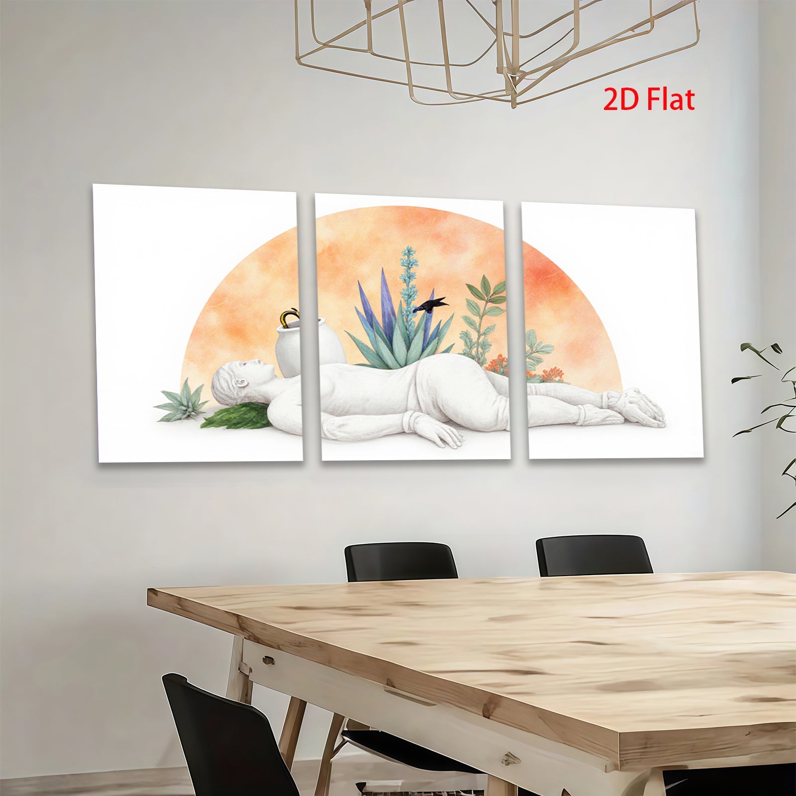 2D flat 1pc Reclining Figure with Botanical Still Life Modern Wall Art for Living Room Bedroom Gallery Wrapped Canvas Prints Home Decor Farmhouse Style