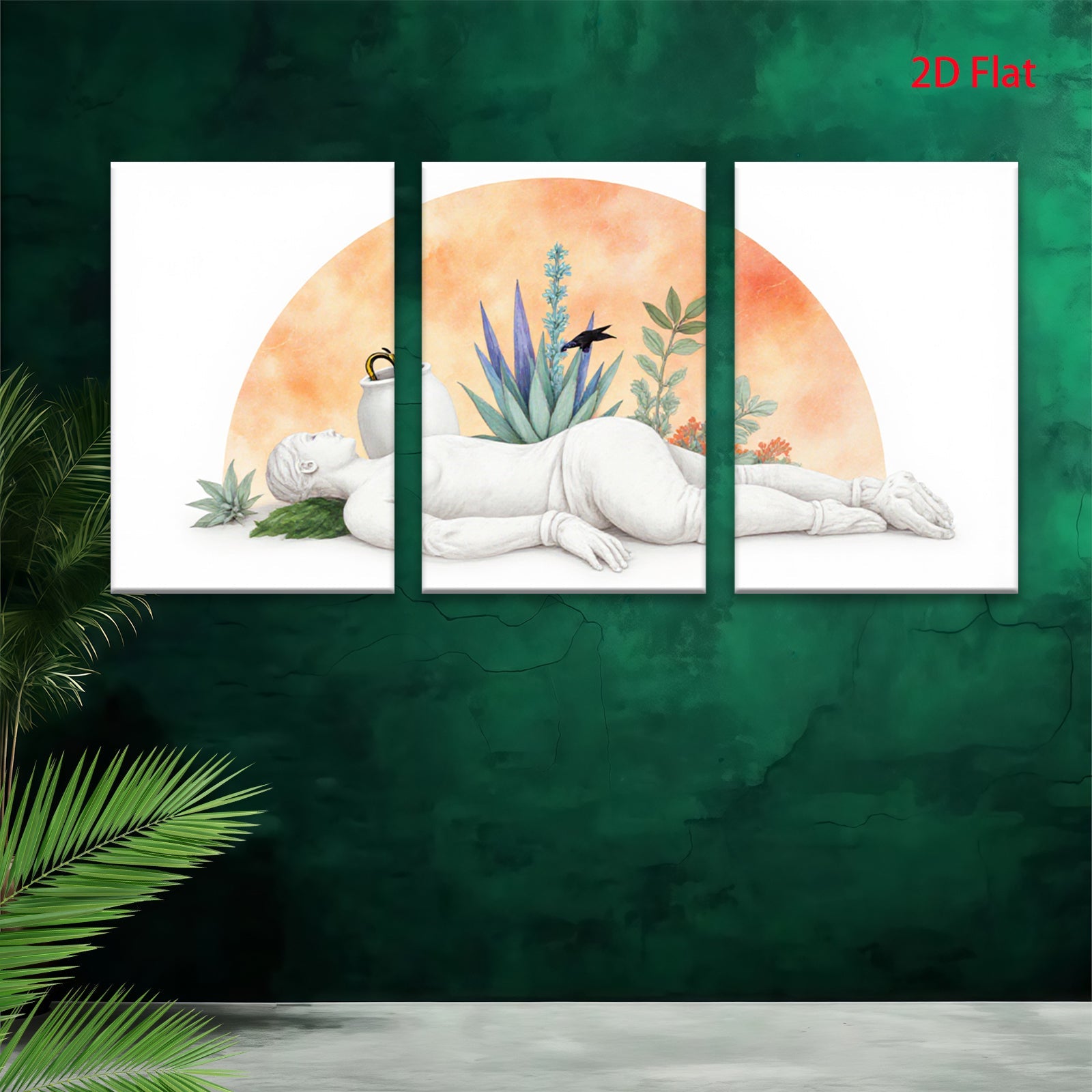 2D flat 1pc Reclining Figure with Botanical Still Life Modern Wall Art for Living Room Bedroom Gallery Wrapped Canvas Prints Home Decor Farmhouse Style