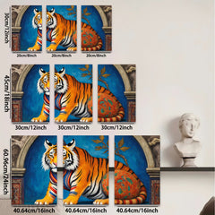2D flat 1pc Regal Tiger Portrait Whimsical Animal Art Canvas Wall Decor Living Room Bedroom Modern Farmhouse Gallery Wrapped Timeless Gift