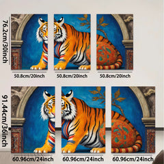 2D flat 1pc Regal Tiger Portrait Whimsical Animal Art Canvas Wall Decor Living Room Bedroom Modern Farmhouse Gallery Wrapped Timeless Gift