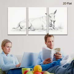2D flat 1pc Resting Cow Pastoral Farm Animal Wall Art Prints Modern Country Home Decor Living Room Bedroom Canvas Pictures Framed