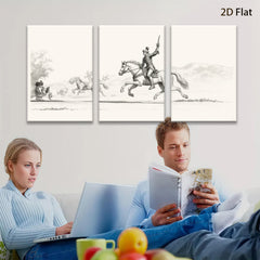 2D flat 1pc Revolutionary War cavalry charge historic Americana farmhouse wall decor living room bedroom gallery wrapped canvas print modern art
